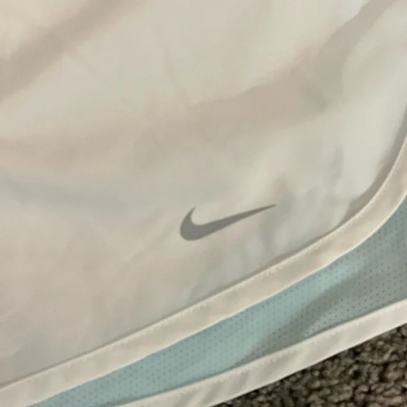 Nike Women's White and Light Blue Athletic Shorts - Picture 2 of 4